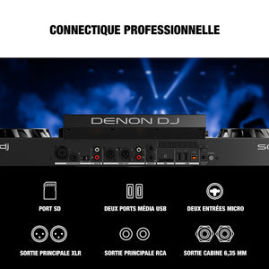 Denon DJ SC LIVE 4 - Contrôleur DJ autonome, mixeur quatre canaux, Amazon Music, Wi-Fi, haut-parleurs, compatible Serato DJ et Virtual DJ - DJ FOR LIFE