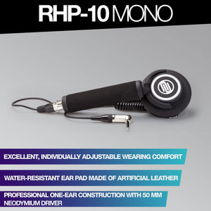 Reloop RHP-10 Mono - construction professionnelle à une oreille avec conducteur en néodyme de 50 mm, poignée ergonomique rembourrée, noir - DJ FOR LIFE