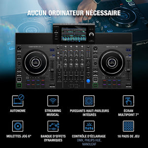 Denon DJ SC LIVE 4 - Contrôleur DJ autonome, mixeur quatre canaux, Amazon Music, Wi-Fi, haut-parleurs, compatible Serato DJ et Virtual DJ - DJ FOR LIFE