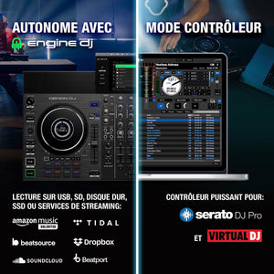 Denon DJ SC LIVE 4 - Contrôleur DJ autonome, mixeur quatre canaux, Amazon Music, Wi-Fi, haut-parleurs, compatible Serato DJ et Virtual DJ - DJ FOR LIFE