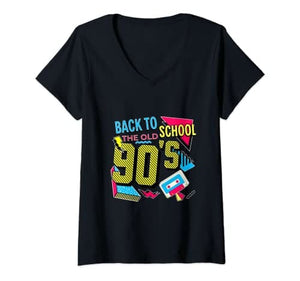 Femme Back To The Old School T-shirt Avec Col En v | Funky