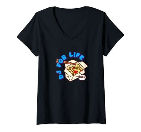 Femme Dj For Life T-shirt Avec Col En v | Funky Pearls