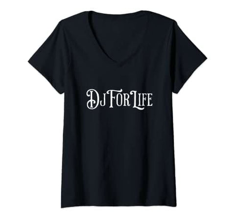 Femme Dj For Life T-shirt Avec Col En v | Funky Pearls