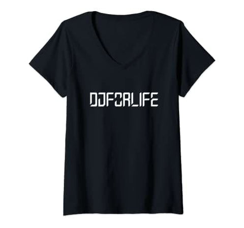 Femme Dj For Life T-shirt Avec Col En v | Funky Pearls