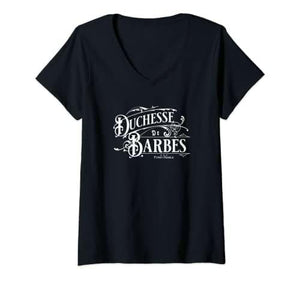 Femme Duchesse de Barbès Blanc T-Shirt avec Col en V - DJ FOR LIFE