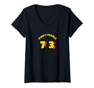 Femme Funky Pearls 73 T-Shirt avec Col en V - DJ FOR LIFE