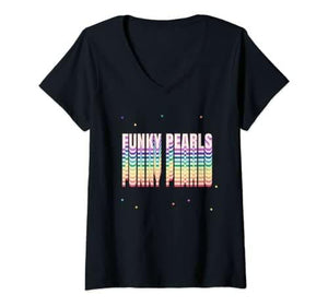 Femme Funky Pearls Rainbow T-Shirt avec Col en V - DJ FOR LIFE